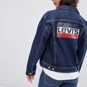 LEVIS Ex Boyfriend Trucker Denim Jacket - Logo Dark Wash